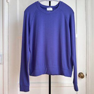 Oprah Rec Stripe & Stare Women's Sweatshirt Sapphire Blue Sz M Soft Stretch $99